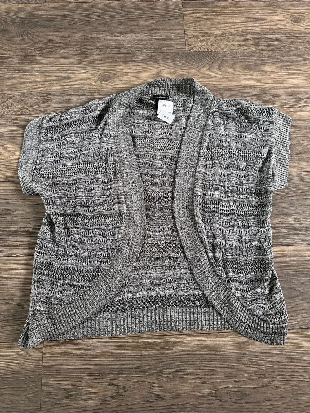 Lane Bryant Gray Open-Knit Short Sleeve Shrug